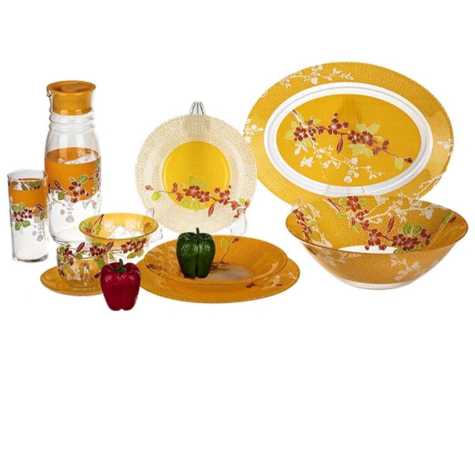 سرویس 45 پارچه لومینارک فرانسه جاپنیز تری زرد لومینارک(LUMINARC)