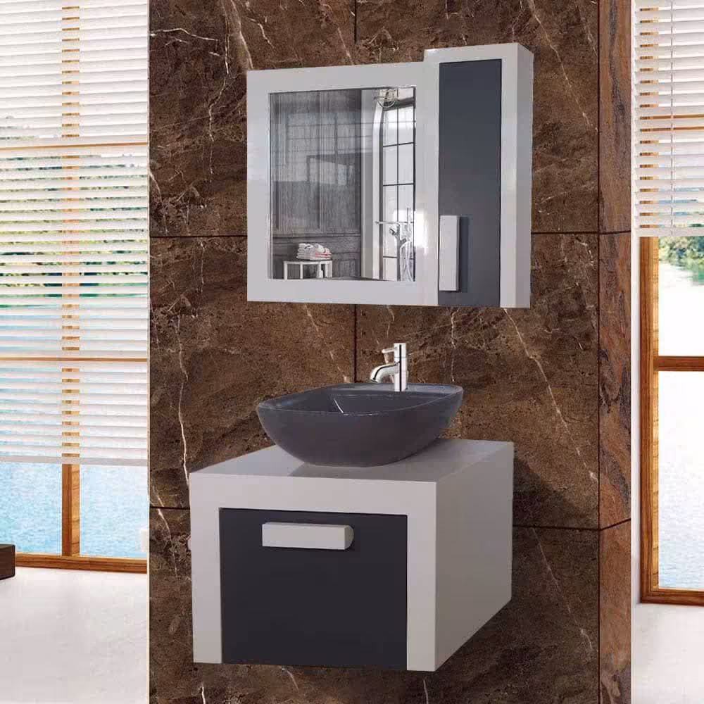 روشویی کابینتی 60.40 تمام پی وی سی به همراه باکس وآیینه وصفحه سرامیک