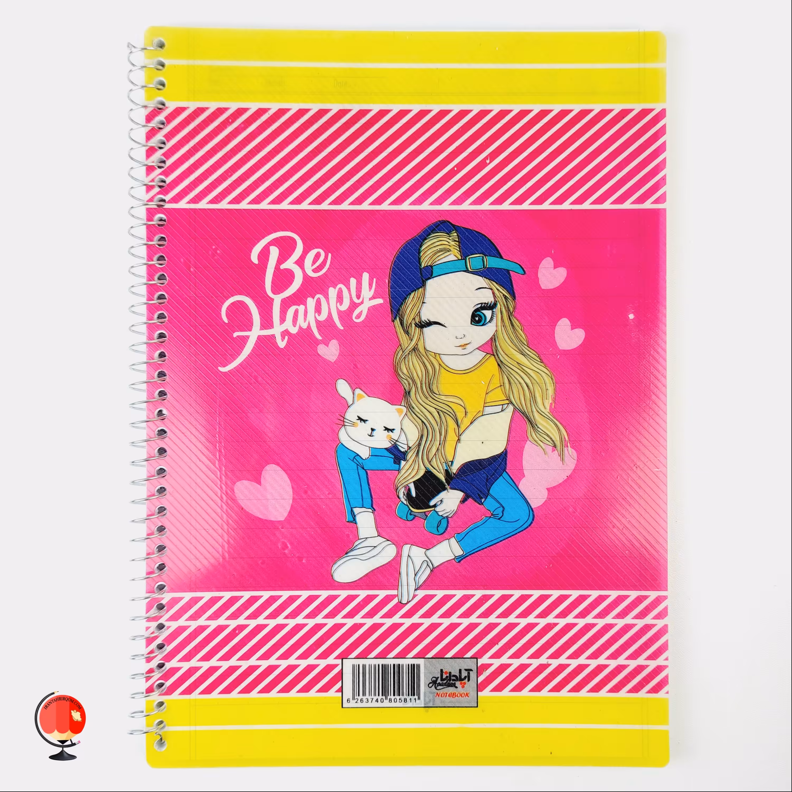 دفتر  50 برگ سیمی  اپادانا  جلد طلقی طرح دختر صورتی کد 3271