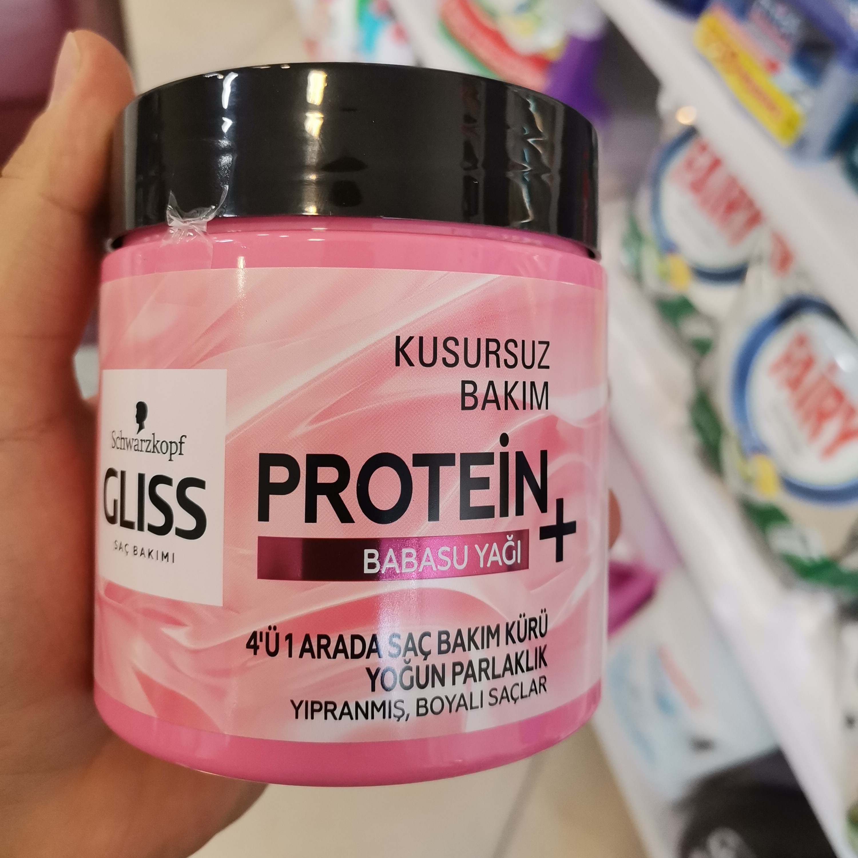 ماسک موی گلیس پروتئین Protein قرمز برای موهای آسیب دیده و رنگ شده حاوی روغن babasu حجم 400 میلی لیتر