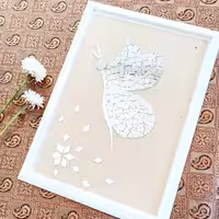 تابلو آینه کاری شده 20 در 30  با قاب سفید نقره ای یا مشکی هنر دست