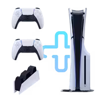 باندل PS5 اسلیم استاندارد به همراه دسته اضافه، شارژر دسته