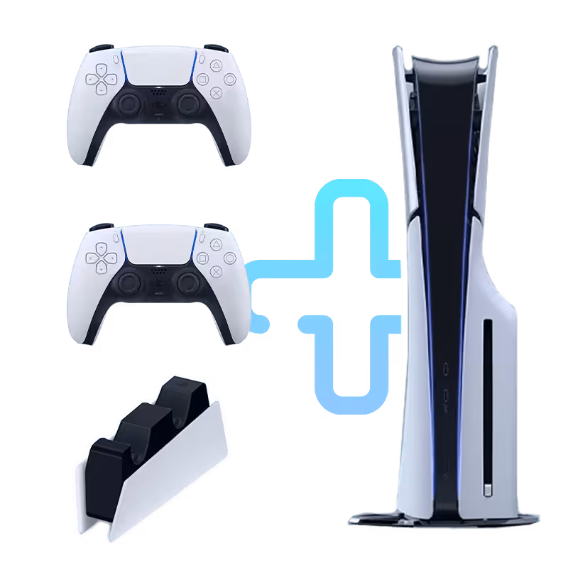 باندل PS5 اسلیم استاندارد به همراه دسته اضافه، شارژر دسته