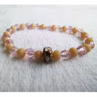 دستبند سنگ و کریستال یاسی کرم