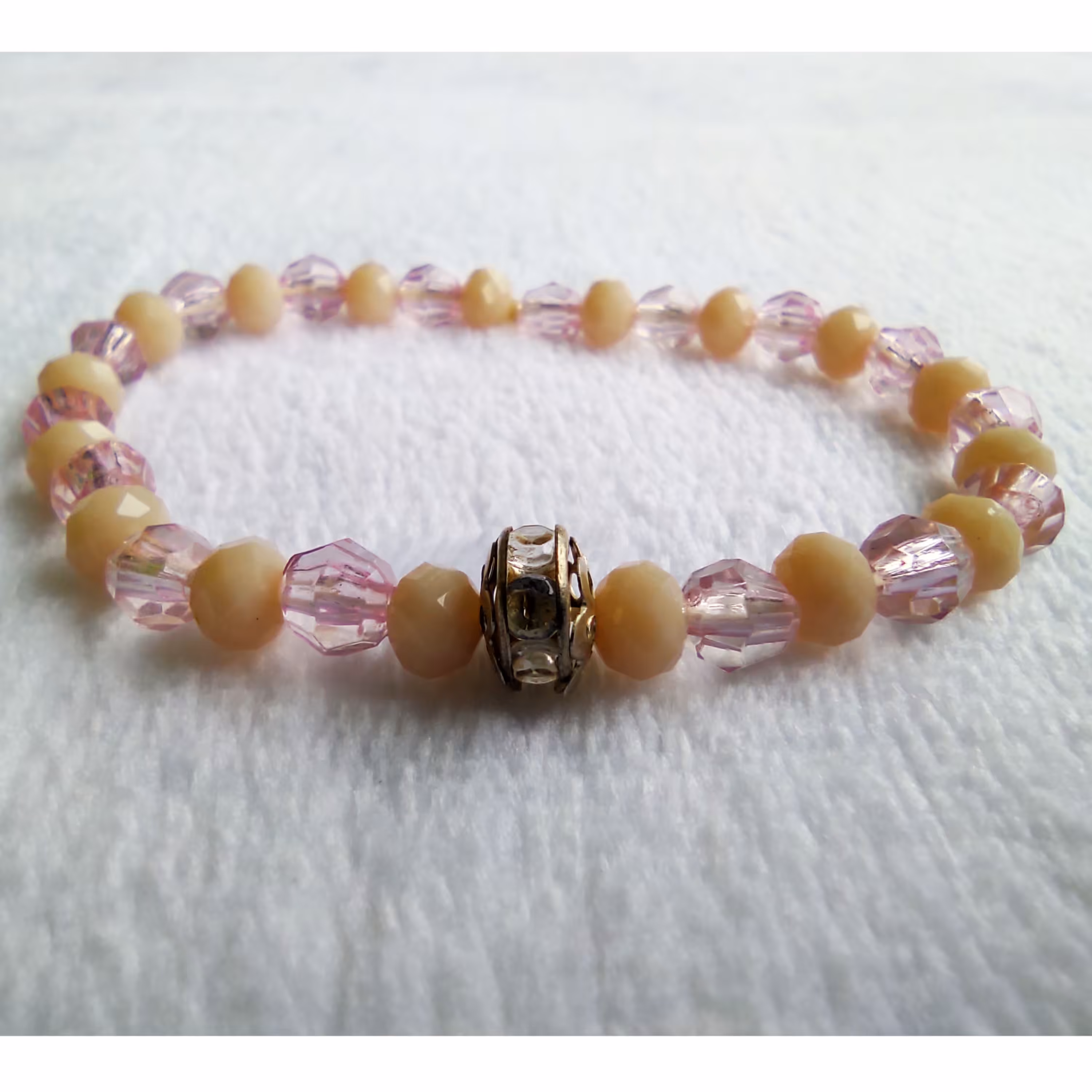 دستبند سنگ و کریستال یاسی کرم