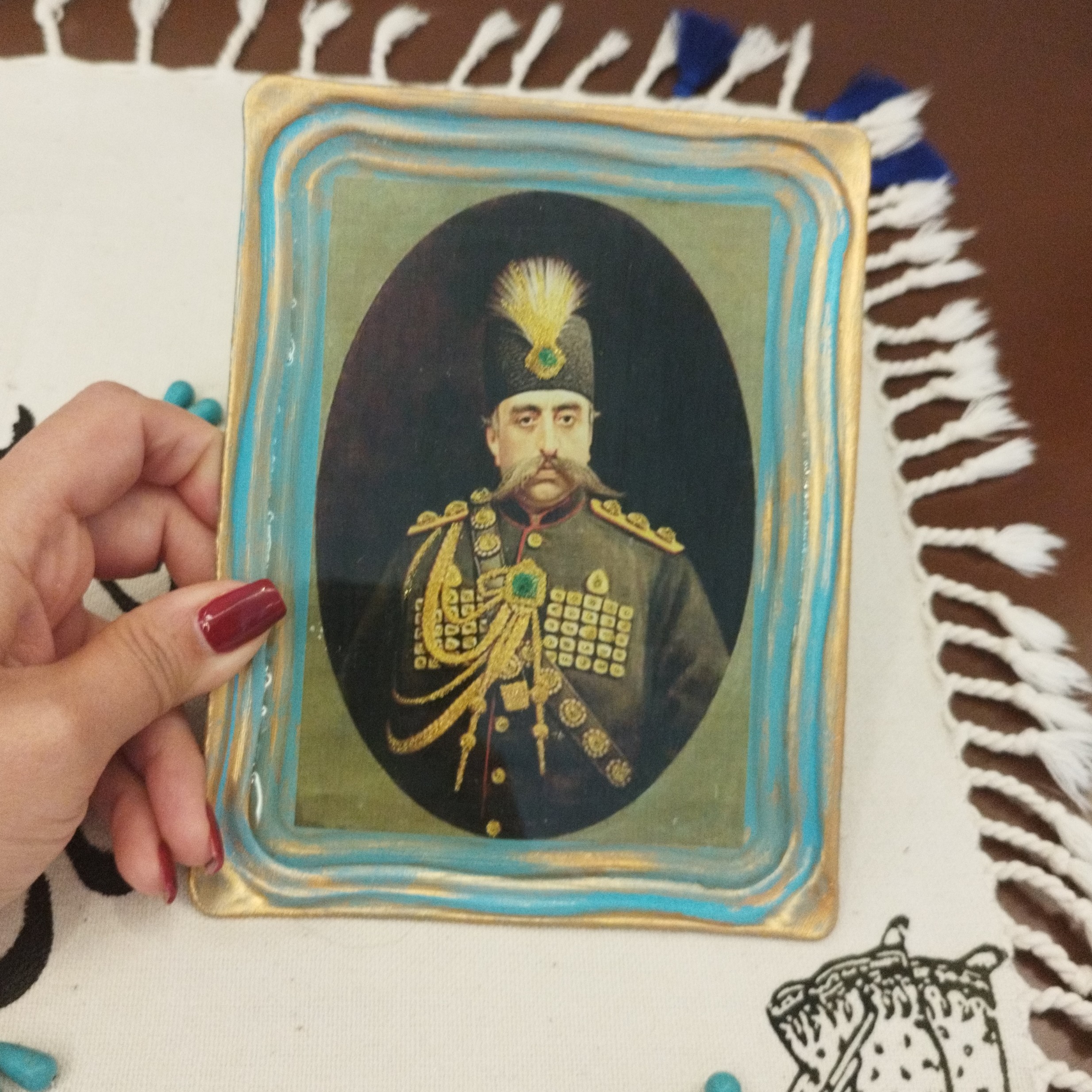 سینی قند پهلو پتینه کاری و کهنه کاری شده کار دست بسیار زیبا و دکوری