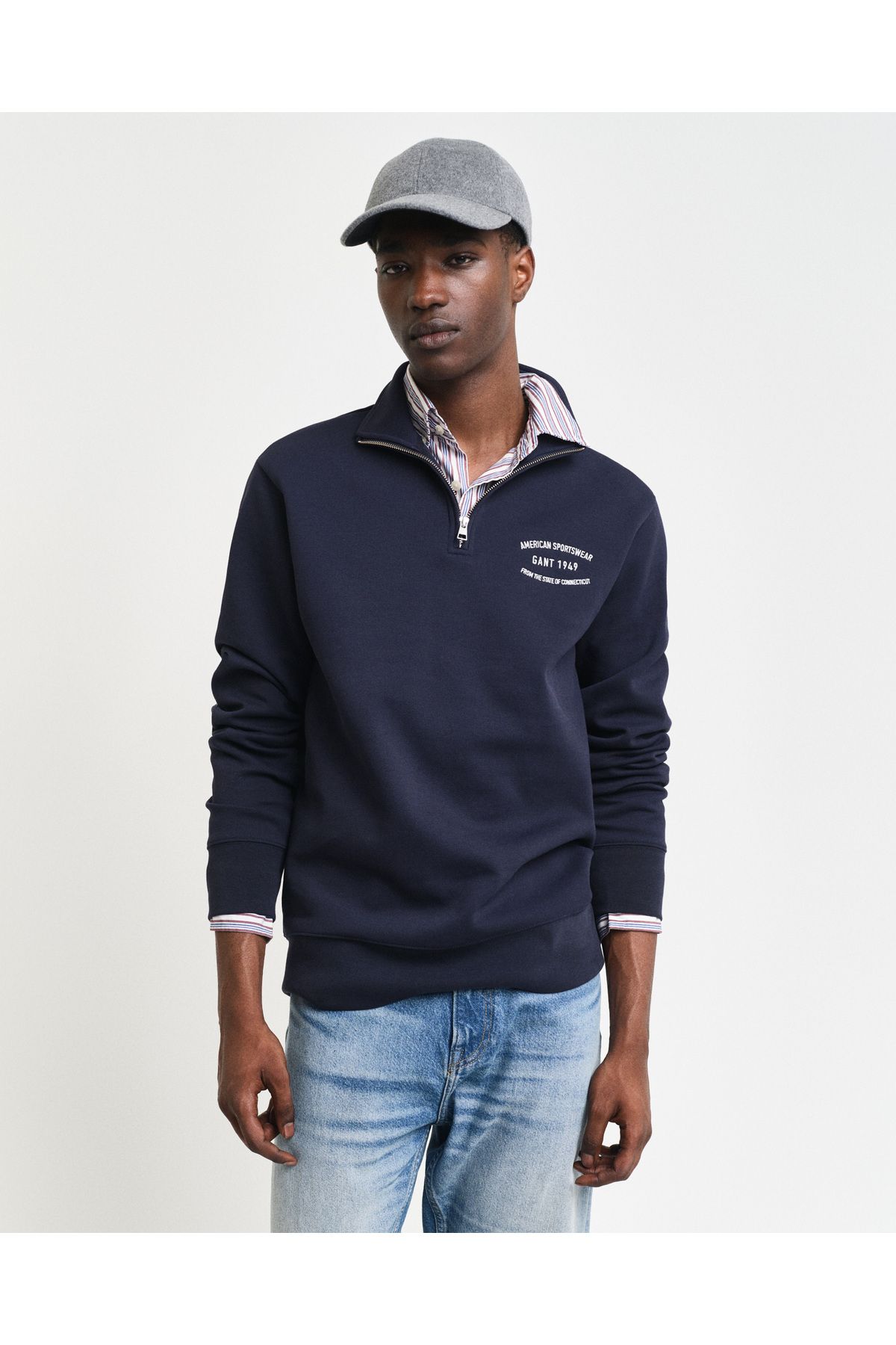سویشرت آبی مردانه آرم نیمی از LOGO LAVY NAVY Gant