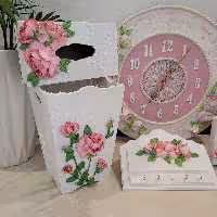 ست جا دستمال و سطل زباله