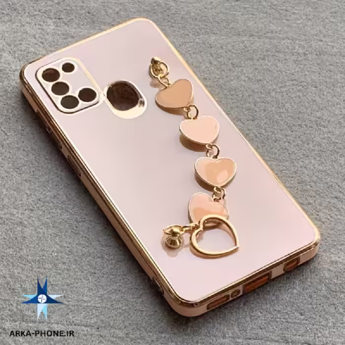 قاب گوشی Galaxy A21S سامسونگ زنجیری قلبی دور طلایی 