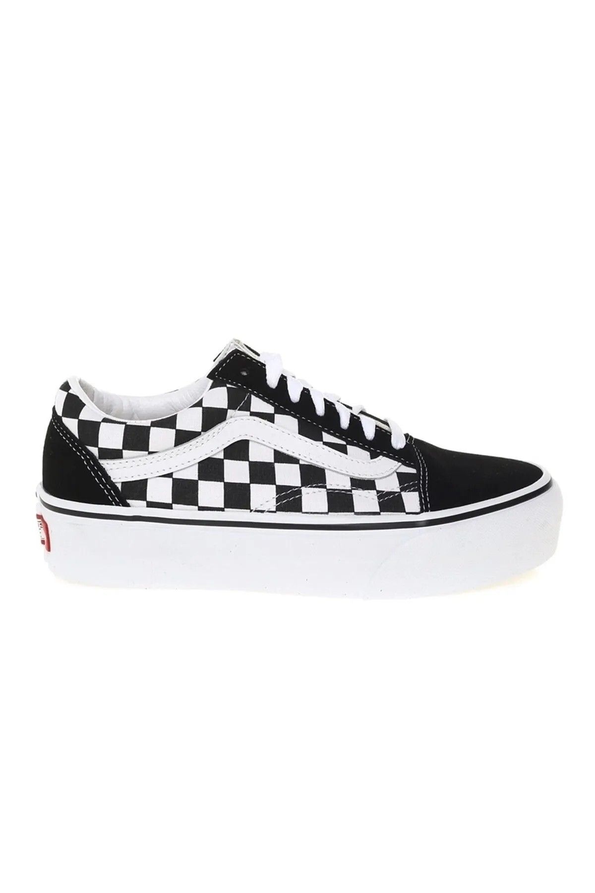 کفش های کژوال سفید زنانه کتونی کتن VN0A3B3UHRK1 UA OLD SKOL PLATFORM CHECKERBOARD BLK TR WHT Vans