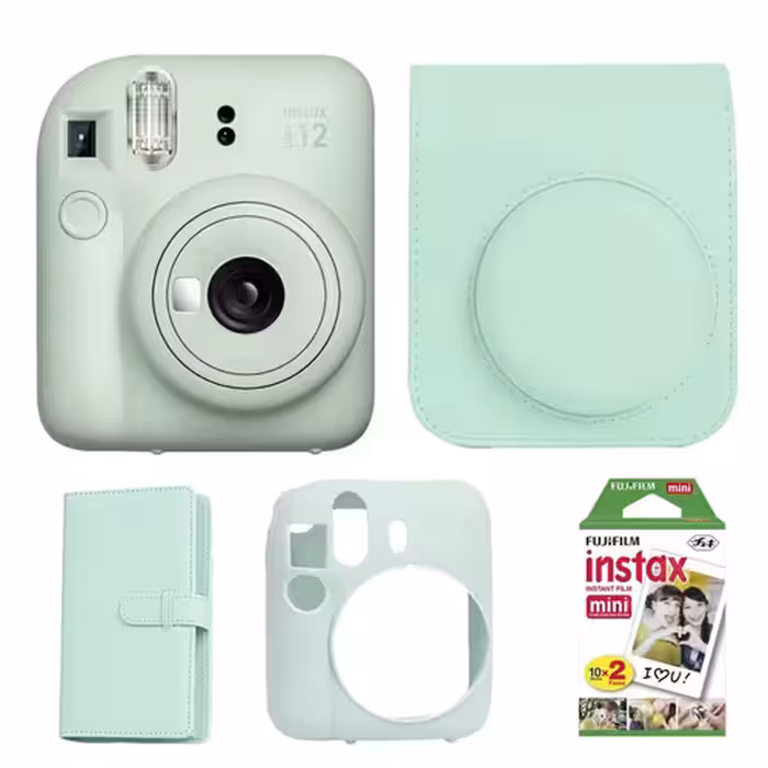پک کامل دوربین چاپ سریع اینستکس مینی 12 فوجی فیلم Fujifilm Instax Mini 12 Green Package