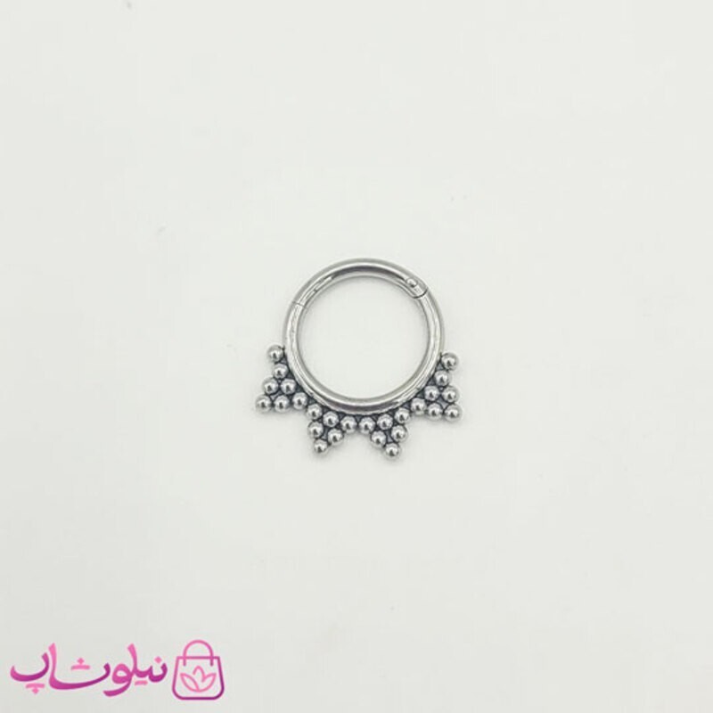 پیرسینگ بینی یا گوش دخترانه طرحدار نقره ای