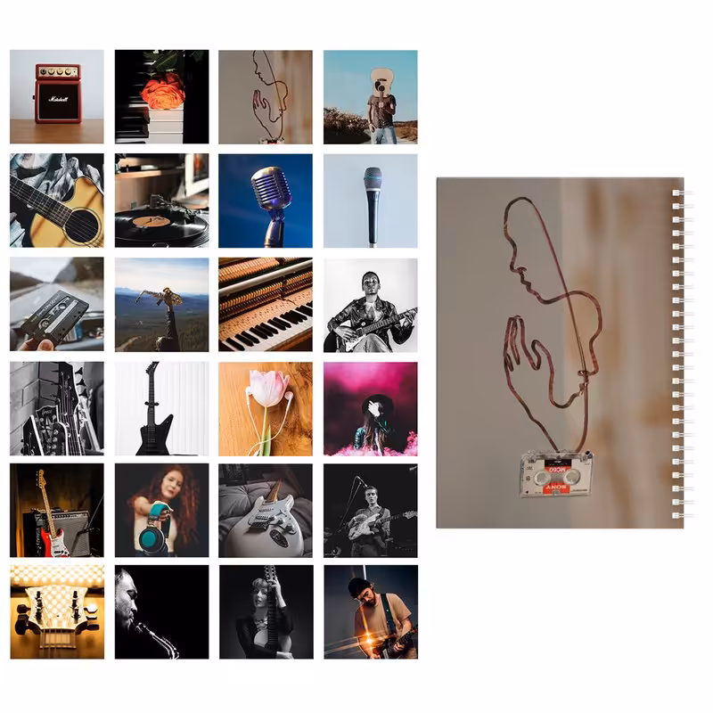  دفتر یادداشت باژیکان مدل موسیقی و زندگی کد 20111192 به همراه فتوکارت مجموعه 24 عددی