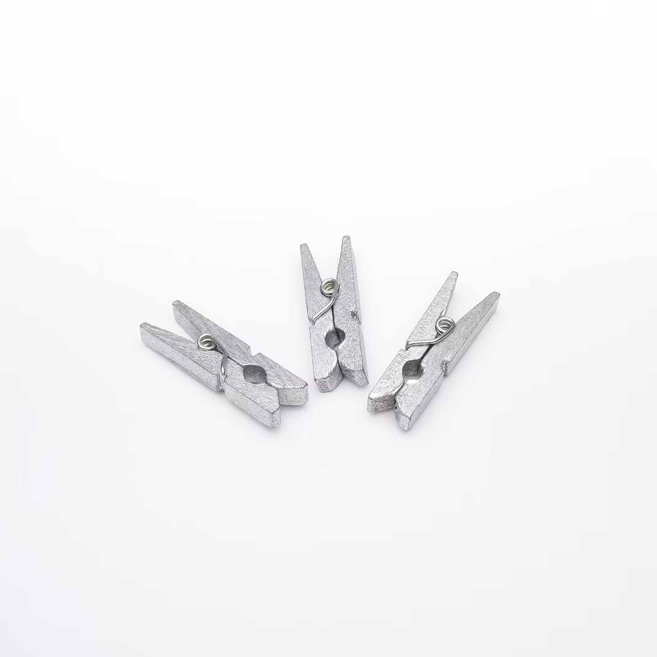 گیره چوبی 3 سانتی نقره ای (بسته 10 عددی)