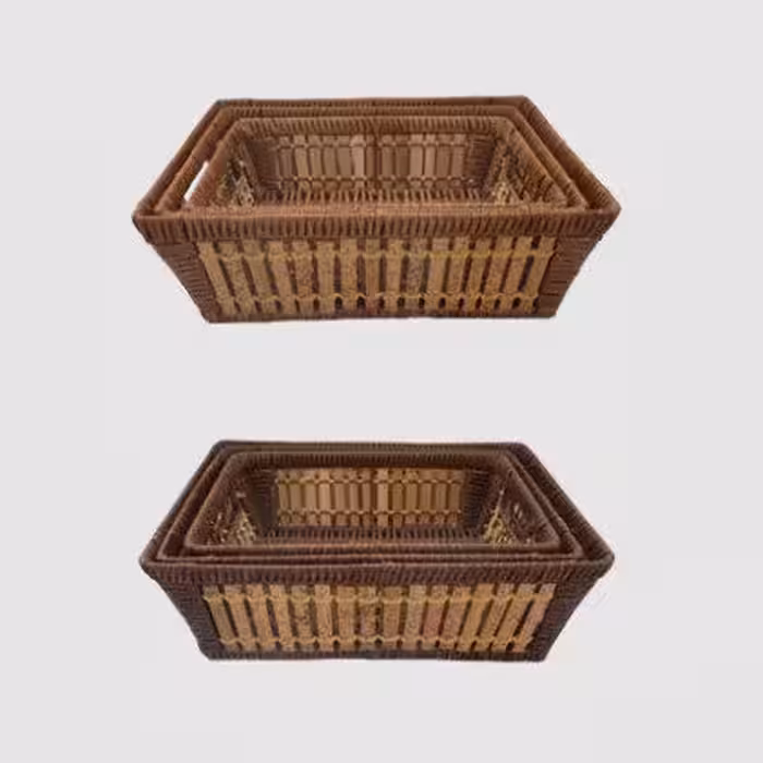 ست سبد نان 3 تایی طرح حصیری یونیک کد 3984