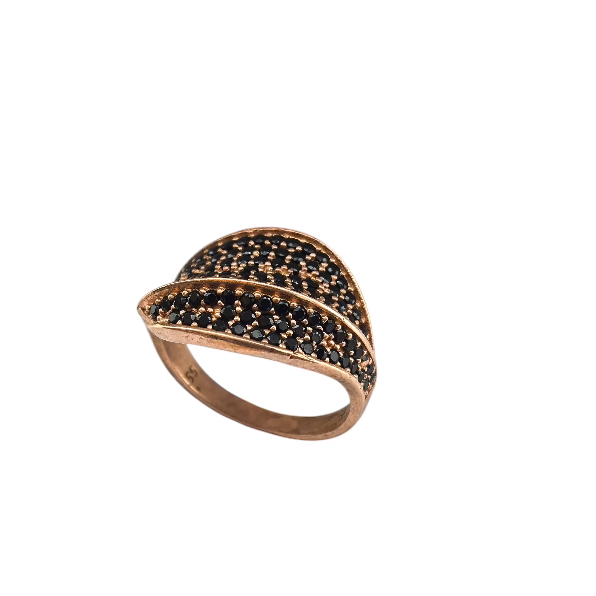 انگشتر زنانه نقره عقیق سیاه  آبکاری طلا