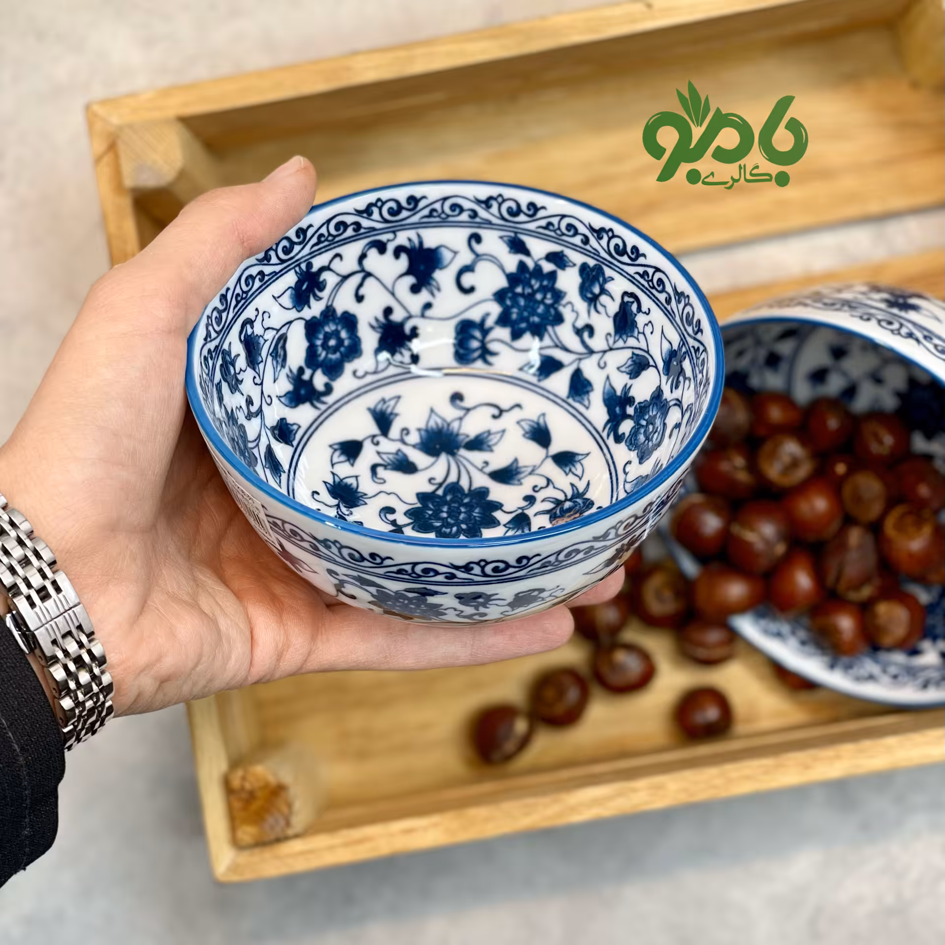 پیاله بزرگ نقلی وارداتی گل آبی