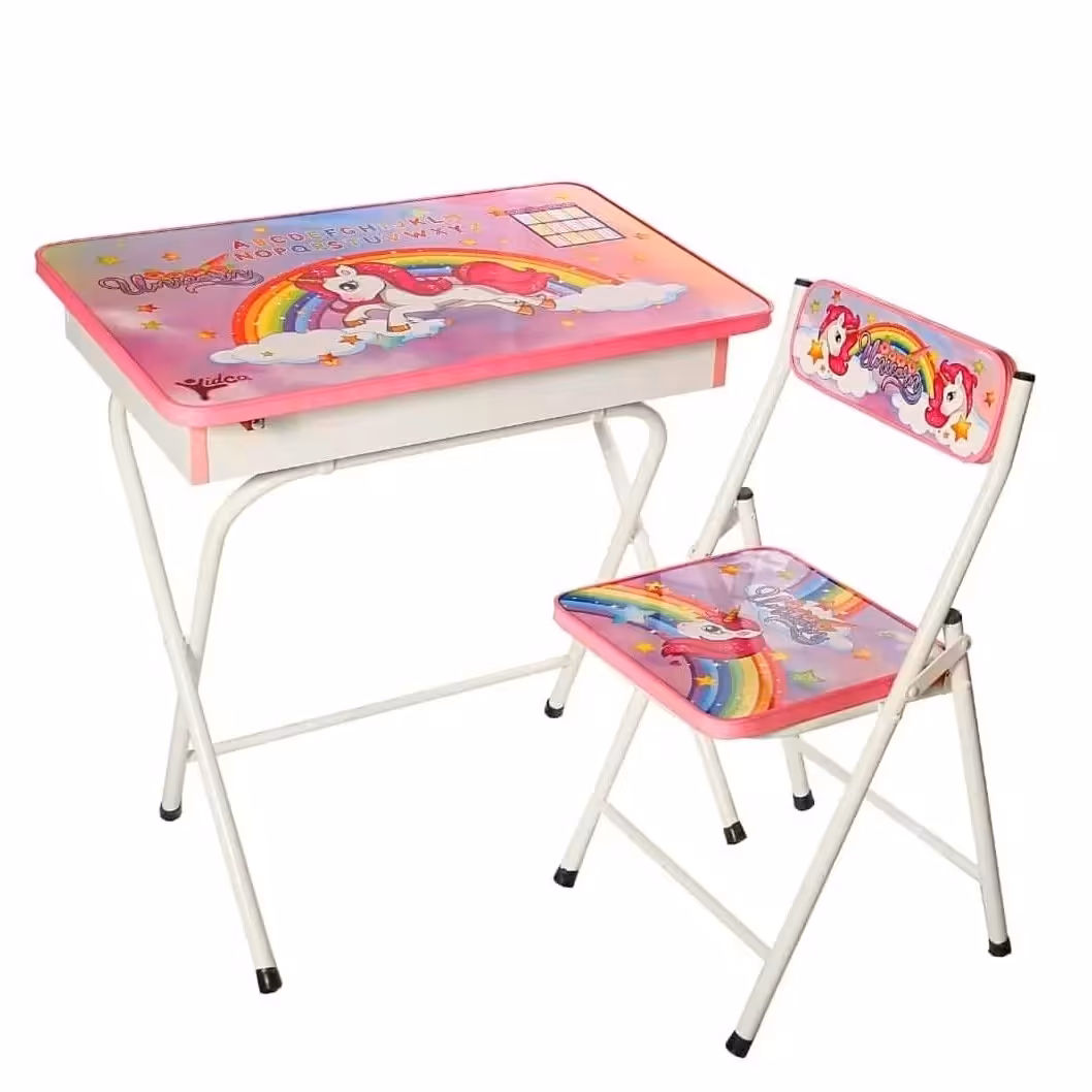 میز و صندلی تحریر تاشوی باکسدار طرح اسب تکشاخ برند مشتاق 