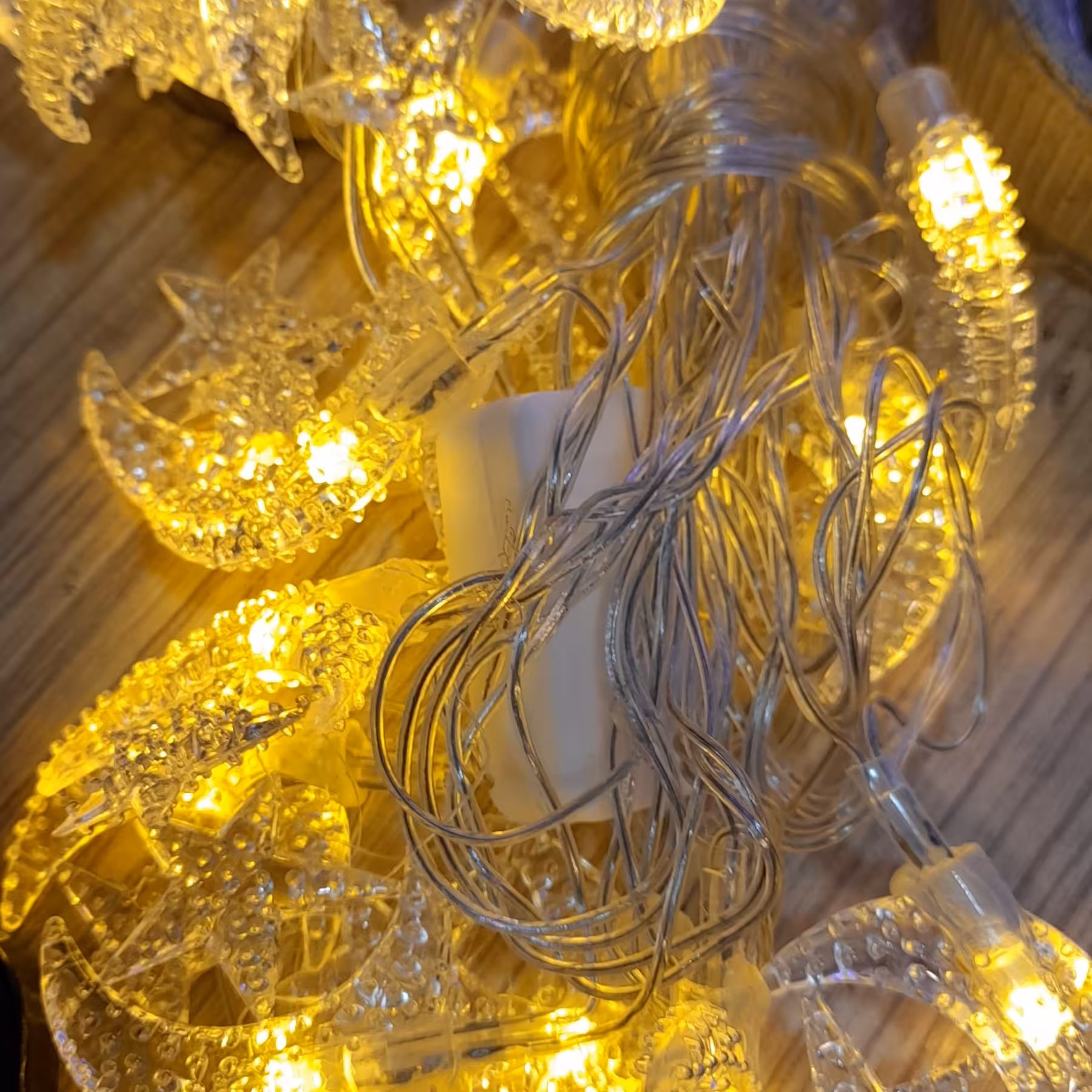 ریسه  جشن طرح دار ماه و ستاره نور زرد رنگ و ثابت 