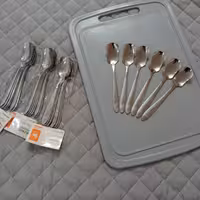 قاشق بستنی خوری طرح گل میخک بسته 6 عددی جنس فولاد زد زنگ عیار 18 