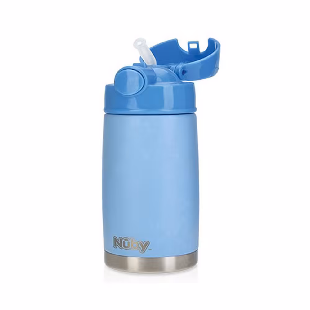 قمقمه و فلاسک 18  ماه نی دار نابی NUBY ظرفیت 300 میلی لیتر آبی