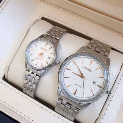 ساعت مچی ست مردانه و زنانه سیکو بند استیل Seiko