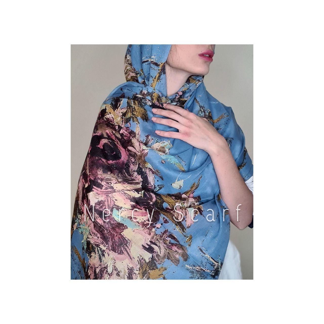 شال زنانه اکلیلی مدل آبی
