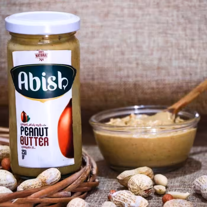 کره بادام زمینی سنتی  بدون افزودنی آبیش خالص 250گرمی