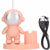 چراغ مطالعه فضا نورد به همراه جاقلمی رنگ صورتی