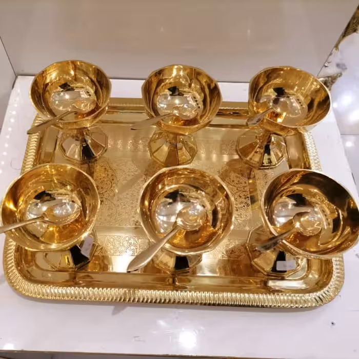 بستنی خوری 6 عددی به همراه 6عدد قاشق بستنی خوری  غرفه بازرگانی نداف 