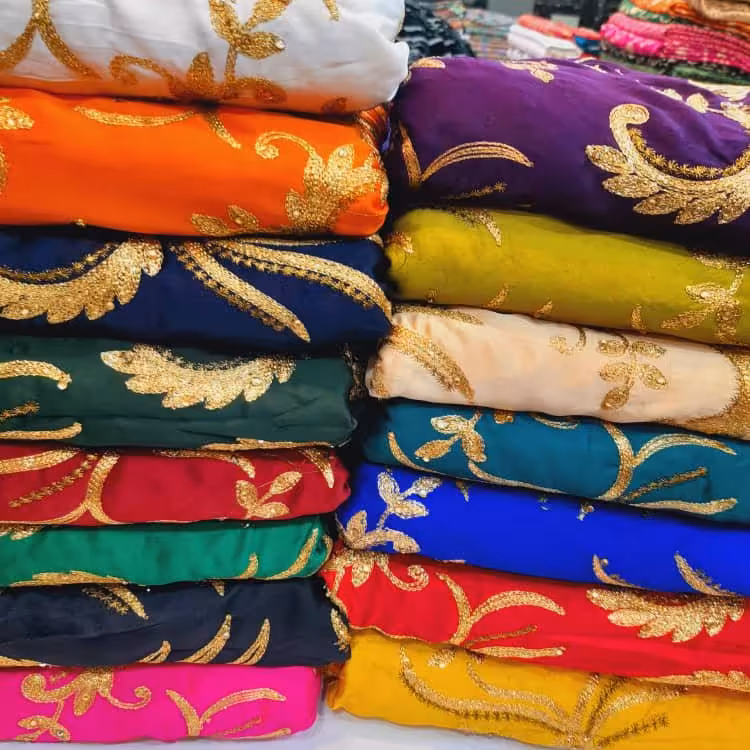 پارچه ساتن خامه دوزی در 15 رنگ 