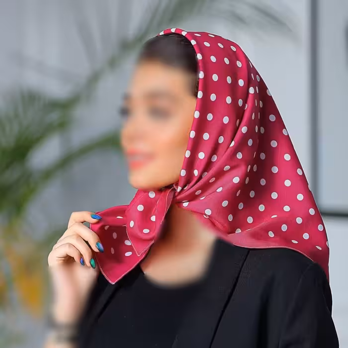 باندانا یا مینی اسکارف نخی طرح خال خالی سرخابی ارسال رایگان 