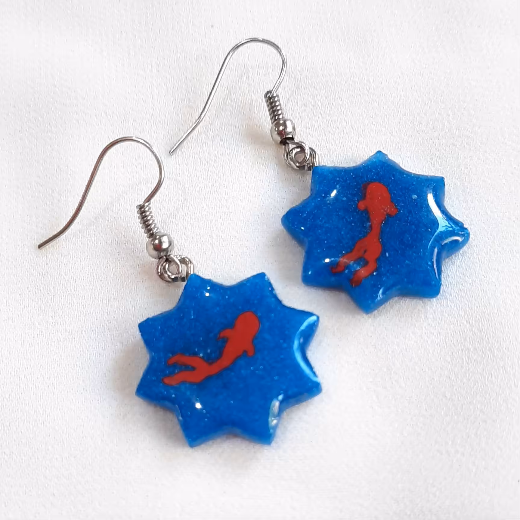 گوشواره حوض ماهی استیل رنگ ثابت بدلیجات دستساز زیورآلات 