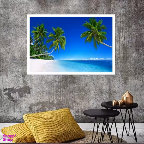 تابلو بکلیت طرح طبیعت ساحل و دریا مدل قاب شاسی W-s7991