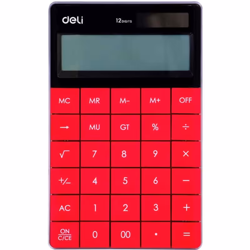 ماشین حساب رومیزی 12 رقم قرمز مدل 1589 دلی DELI