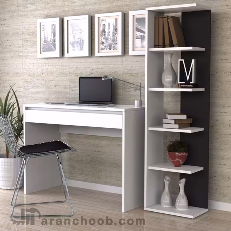 میز تحریر و کتابخانه چوبی
