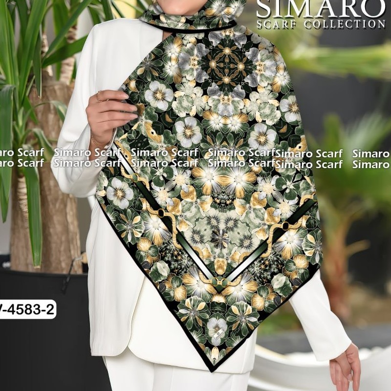 روسری کرپ حریر جدید سفید گلی