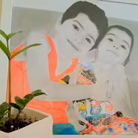 طراحی چهره سیاه قلم و مدادرنگی سایز A2