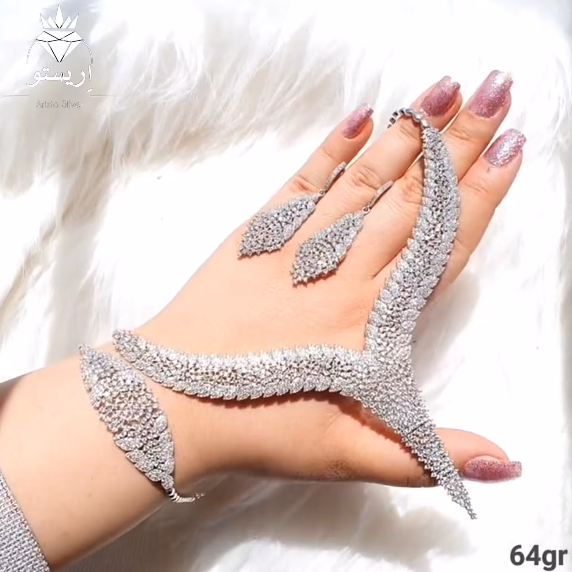 سرویس نقره مارسا سلطنتی بسیار شیک با عیار 925 و آبکاری طلاسفید(طلایی هم موجوده)