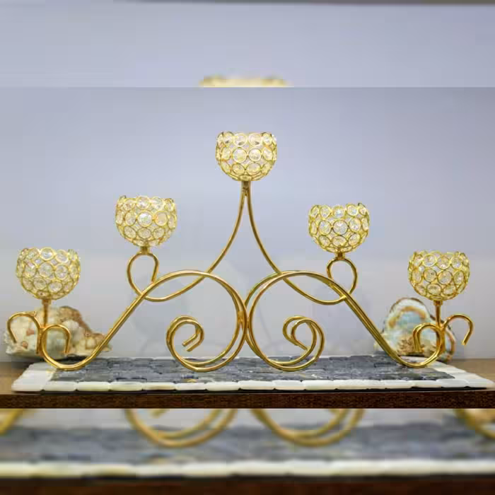 شمعدان پنج شعله مدل رومانسون مخصوص میز تلویزیون و دکوراسیون