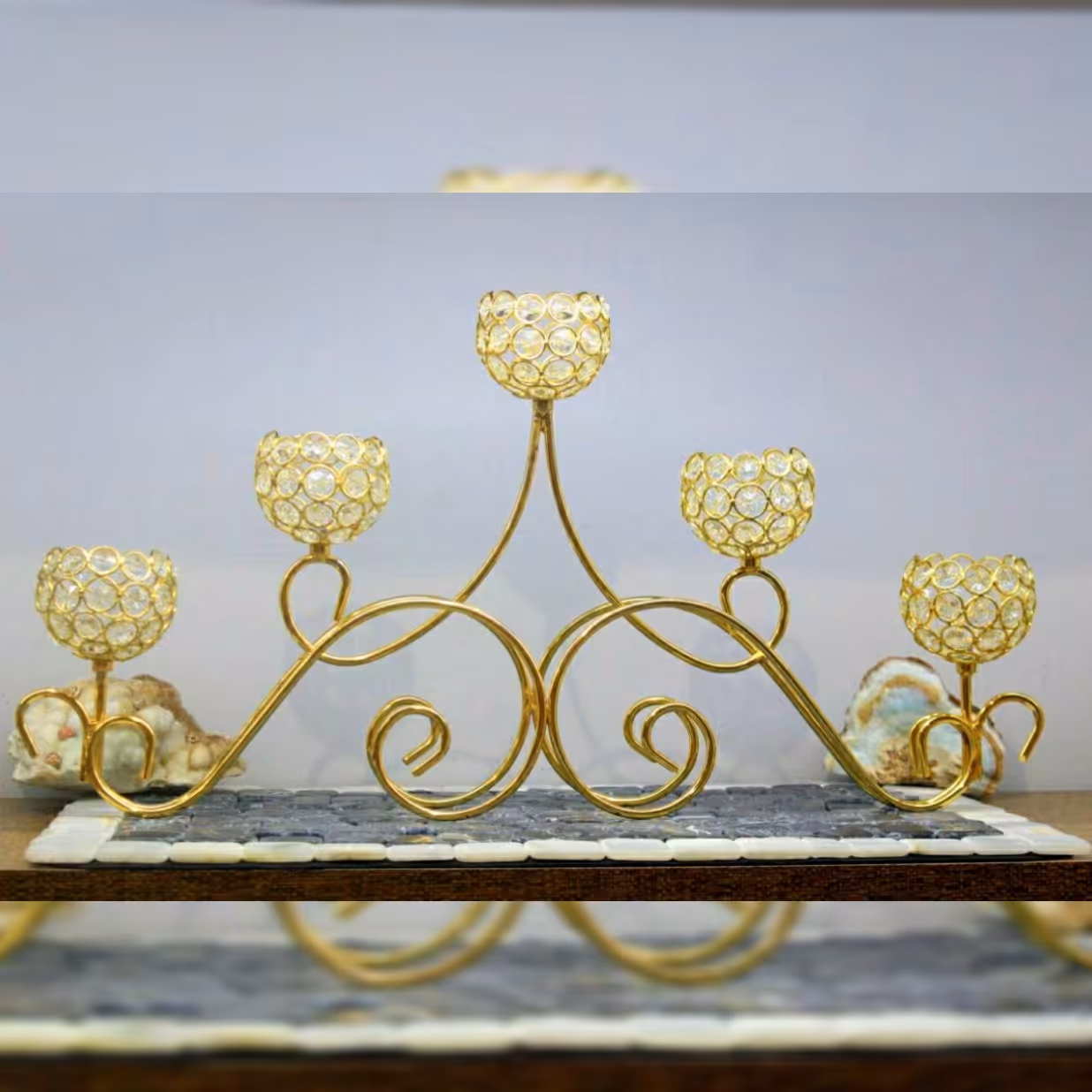 شمعدان پنج شعله مدل رومانسون مخصوص میز تلویزیون و دکوراسیون