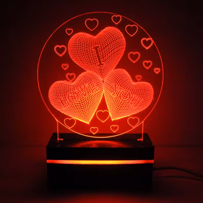 هدیه تولد چراغ خواب طرح قلب و لاو  رنگ قرمز