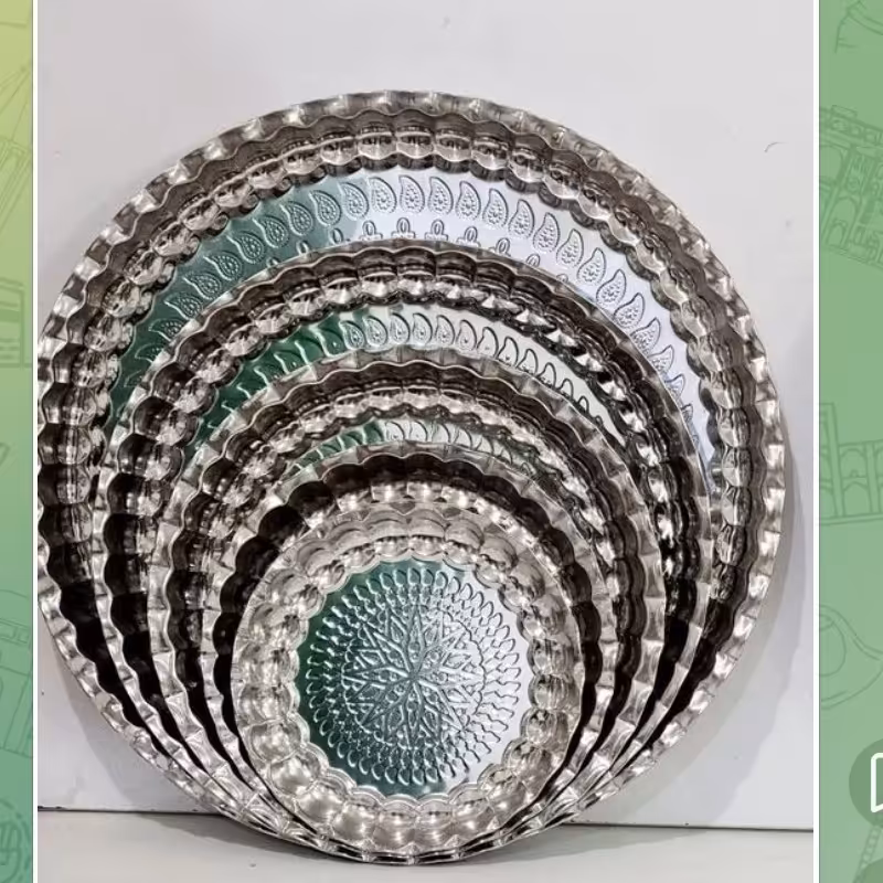 سرویس 5تایی سینی استیل طرح دار