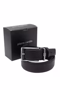 کمربند مشکی مردانه چرمی سیاه اورجینال Pierre Cardin