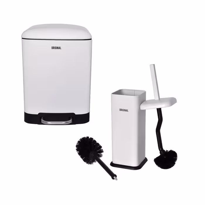 ست سطل زباله و فرچه Original سفید کد 206