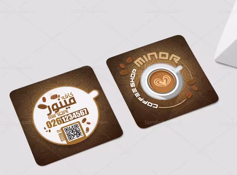 کارت ویزیت کافی شاپ مربعی | گرافیک با طعم تربچه