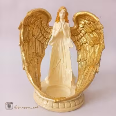مجسمه فرشته سایز بزرگ .. جاشمعی فرشته .. پلی استر .. حدود 23 سانت