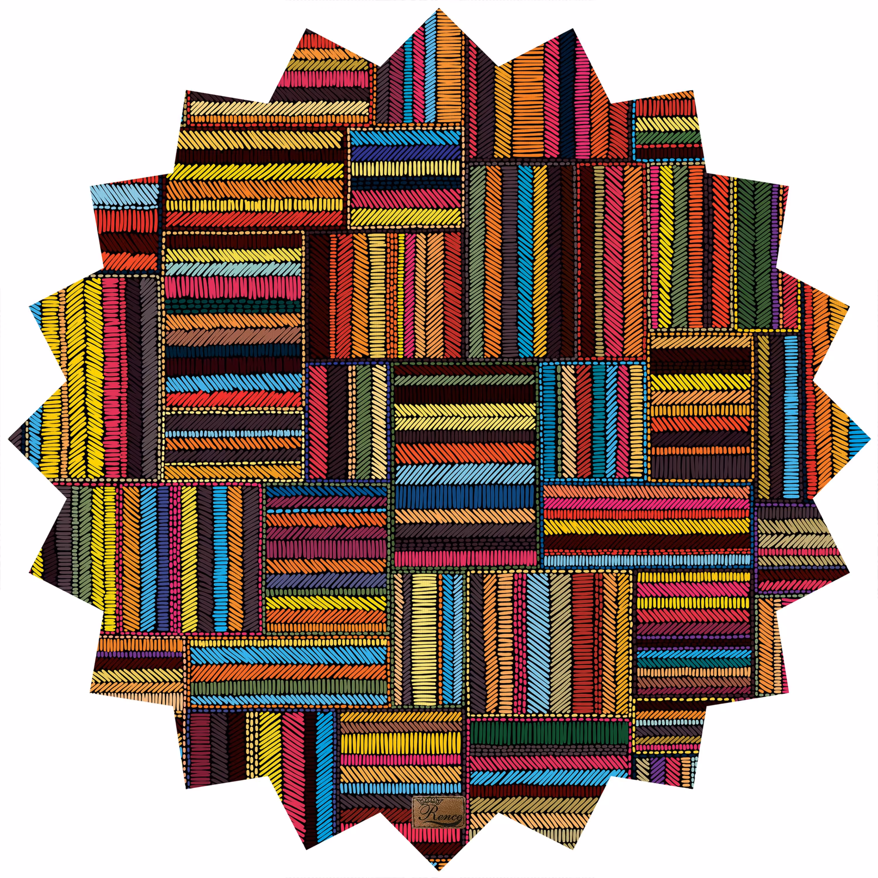 رومیزی مخمل طرح رنگی سایز 90 در 95 مدل T6-546 شرکت رنس