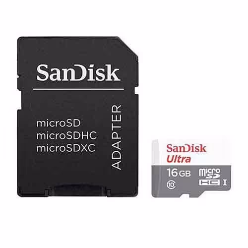کارت حافظه microSDHC سن دیسک مدل Ultra کلاس10 با آداپتور 16 گیگابایت