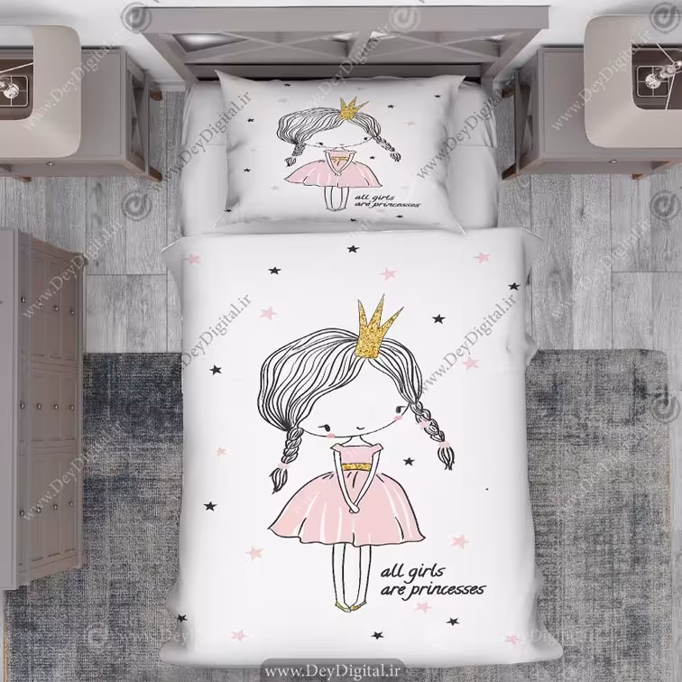 روتختی عروسکی پرنسس کوچولو با موهای بافته  و دامن صورتی PK-2804a